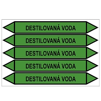 Značení potrubí, destilovaná voda, 5 ks, 400 × 52 mm